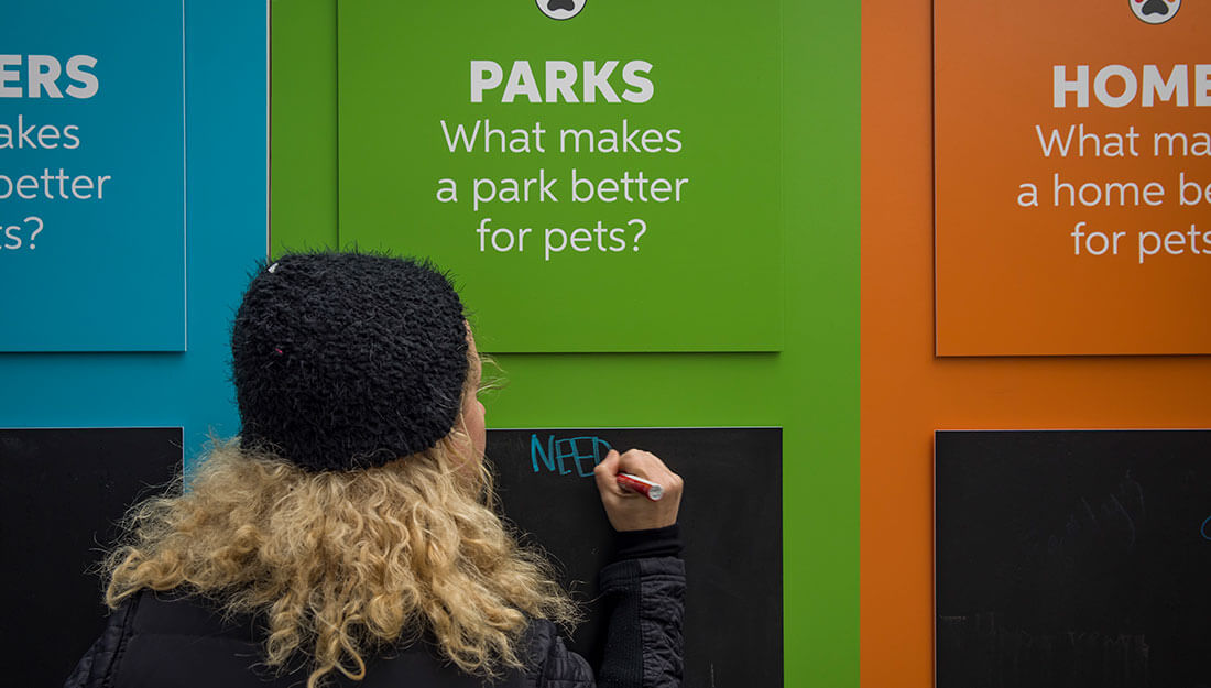 woman giving input on what makes cities pet friendly
