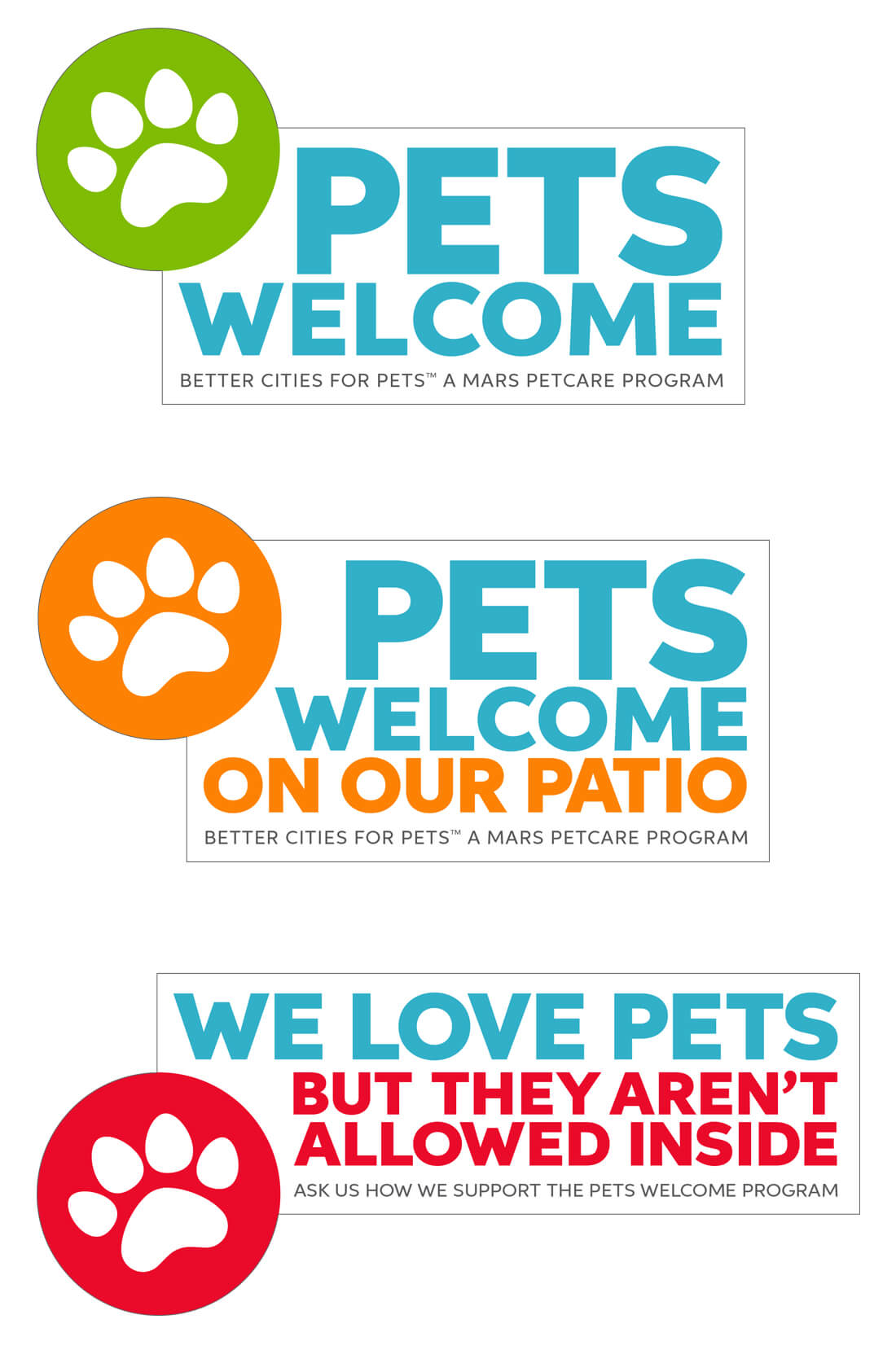 pets welcome window clings