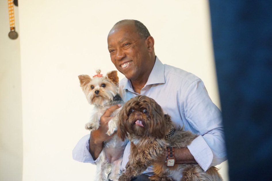 Houston Mayor with dogs