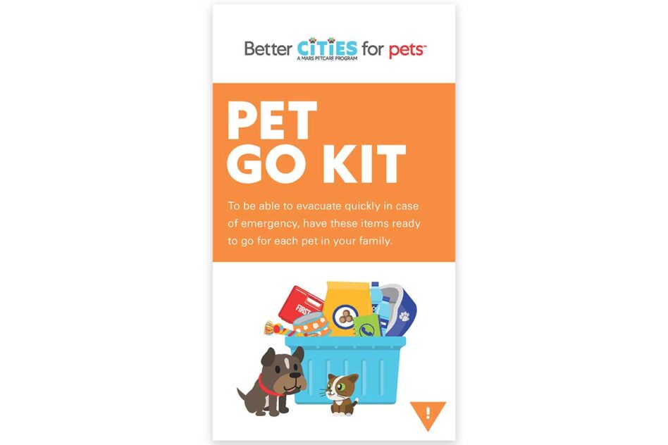 couverture de la brochure sur la trousse d'urgence pour animaux de compagnie; il est écrit "Kit Pet Go"