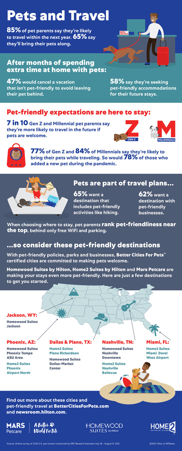 Infographie montrant des statistiques sur les voyages avec des animaux de compagnie