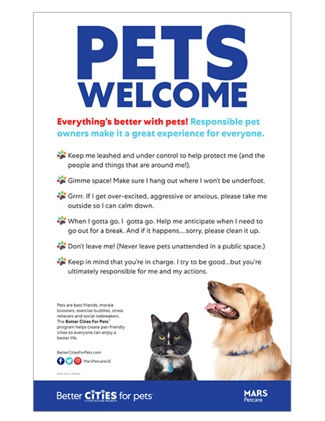 photo d'une affiche avec des règles pour les animaux de compagnie pour les entreprises