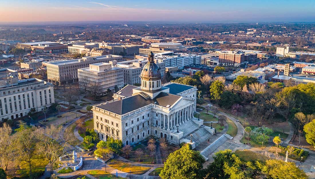 Overhead view of South Carolina State House in Columbia